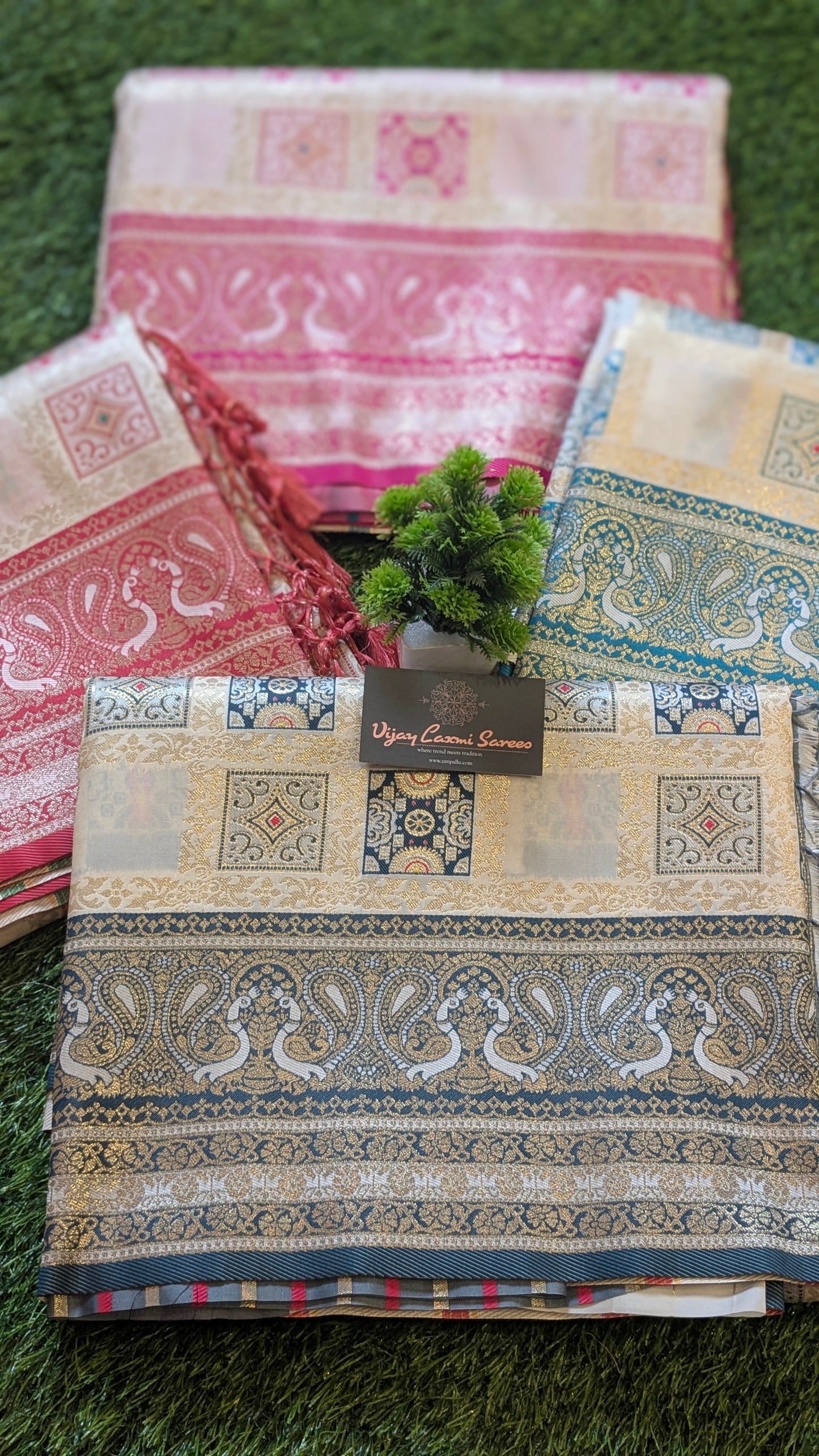 Banarasi Off-White Katan Silk Saree with Royal Ghatchola Design and Peacock Motifs